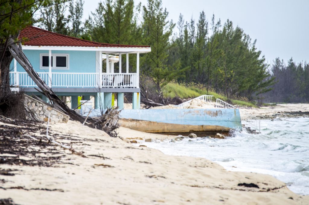 blue beach house in the Bahamas